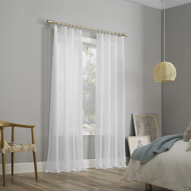 No. 918 Genevieve 2-pack 2-pack Linen Weave Sheer Semi-Sheer Grommet Curtain Panel Pair, 50" x 96", White - Image 5